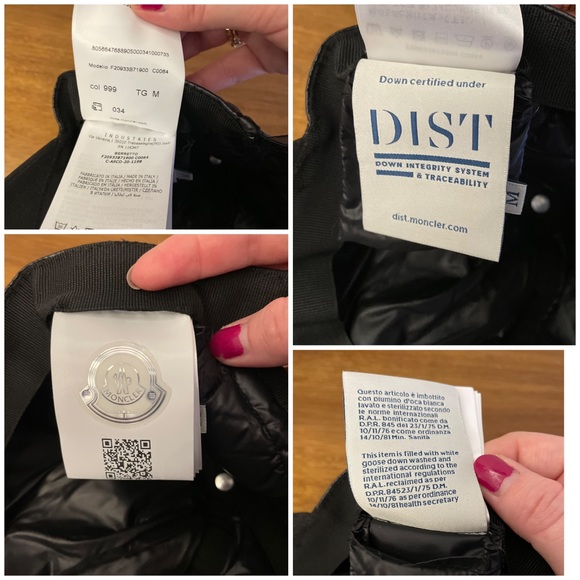 💯 Authentic RARE MONCLER Quilted Puffer Down Black Ball Cap Hat - Picture 14 of 15